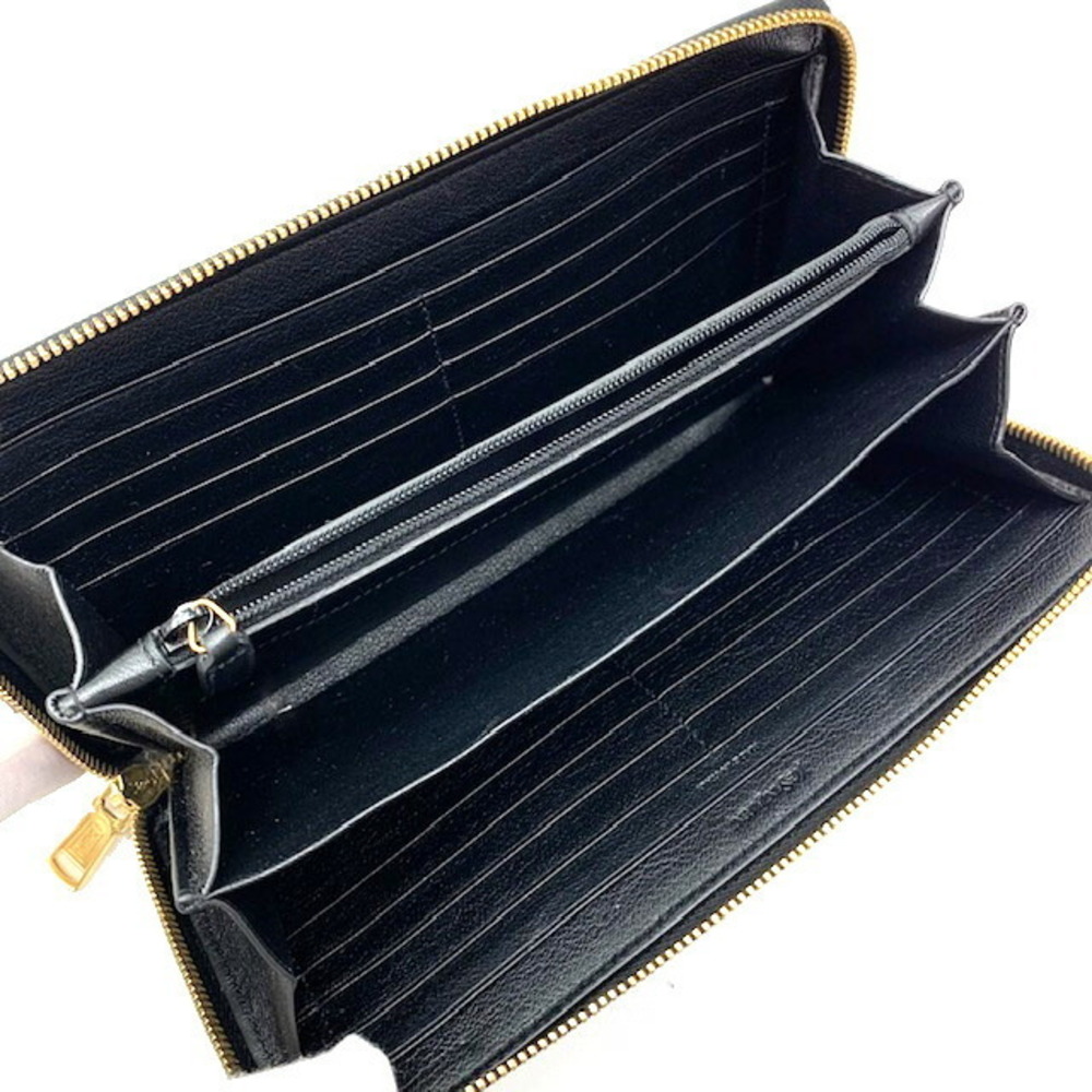 SAINT LAURENT PARIS YSL Logo Round Zip Long Wallet Black Leather - Picture 4 of 8